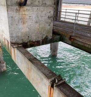 Cross beams to pump room at the lower deck of Deal Pier showing signs of rust. Picture: Dover District Council