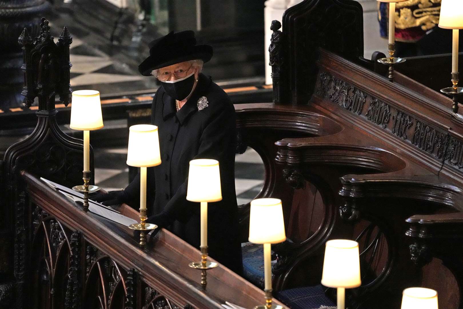 Queen Elizabeth during the Duke of Edinburgh’s socially-distanced funeral (Yui Mok/PA)