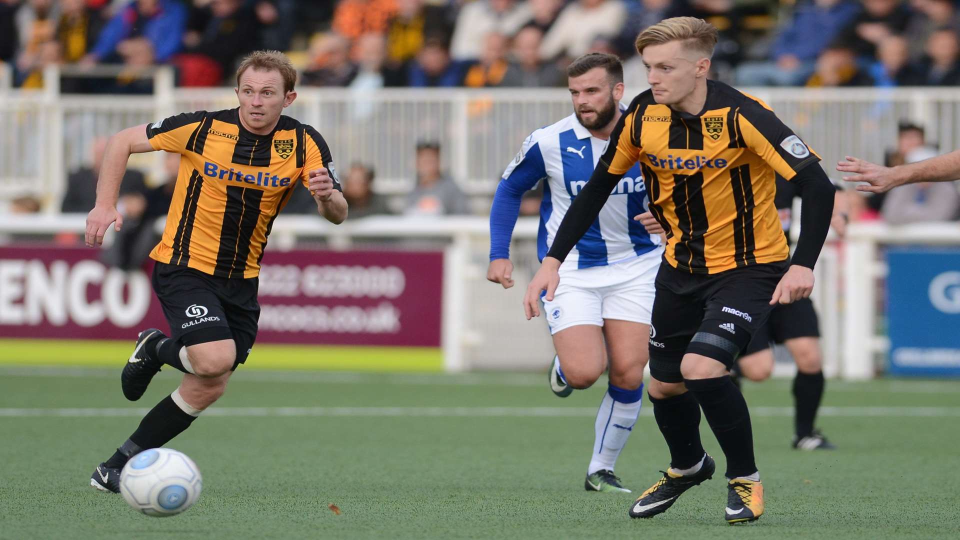 Joe Pigott and Stuart Lewis get busy Picture: Gary Browne
