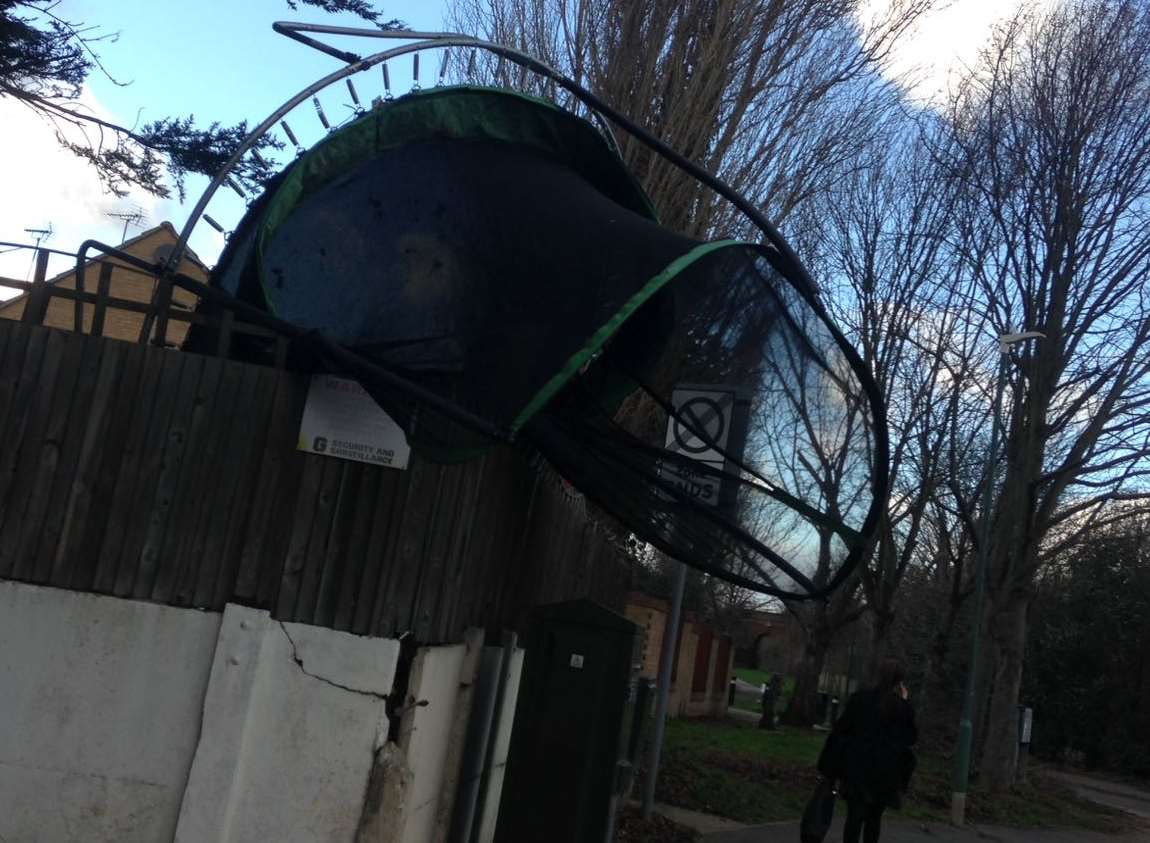 A trampoline was upended in Steele Avenue, Dartford