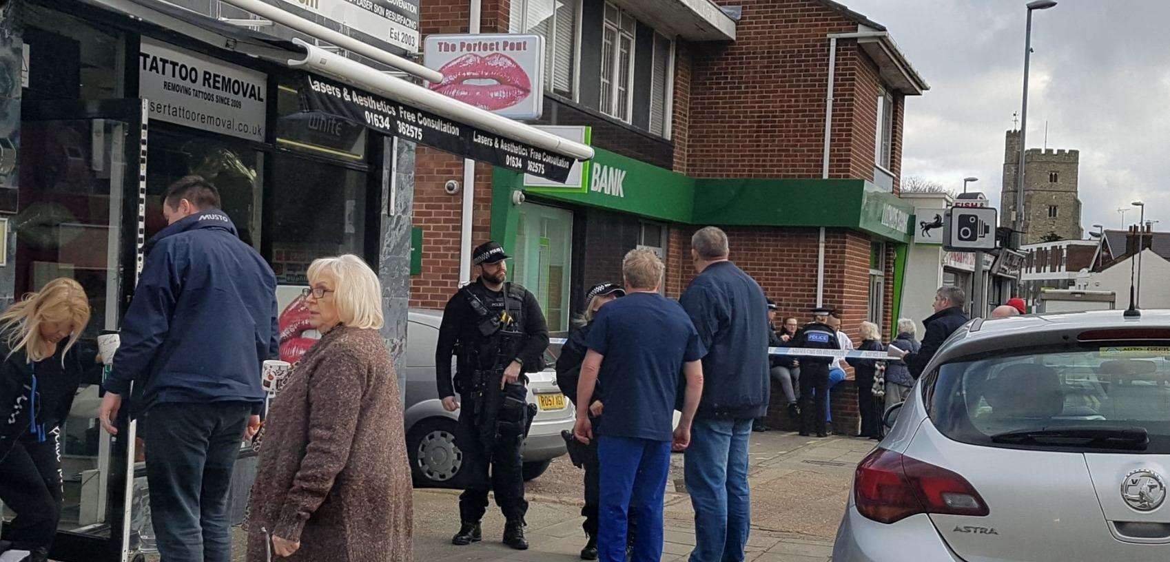 Armed police outside Beautonics. Picture: @BenGY_Kent (6901611)