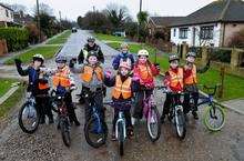 The children set off with instructors Sarah Brown (back left) and Sue Cannon. The second half of Minster Primary School's Bikeability programme taking place on the roads around the school.