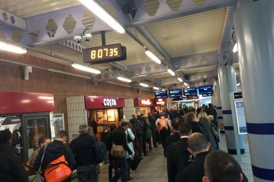 The queue at Sevenoaks train station this morning. Picture: Mark de Wolf