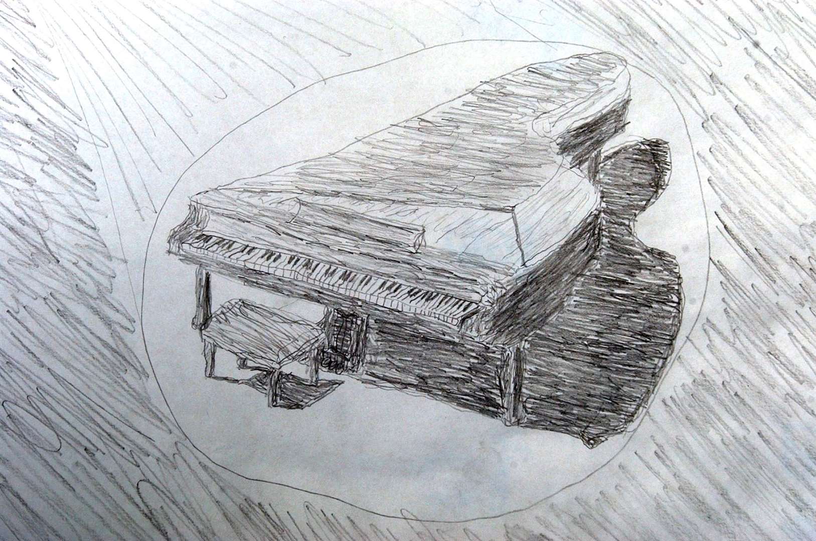 Photographer Mike Gunnill took this copy of "Piano Man's sketch of a grand piano while at Medway Maritime Hospital, Gillingham