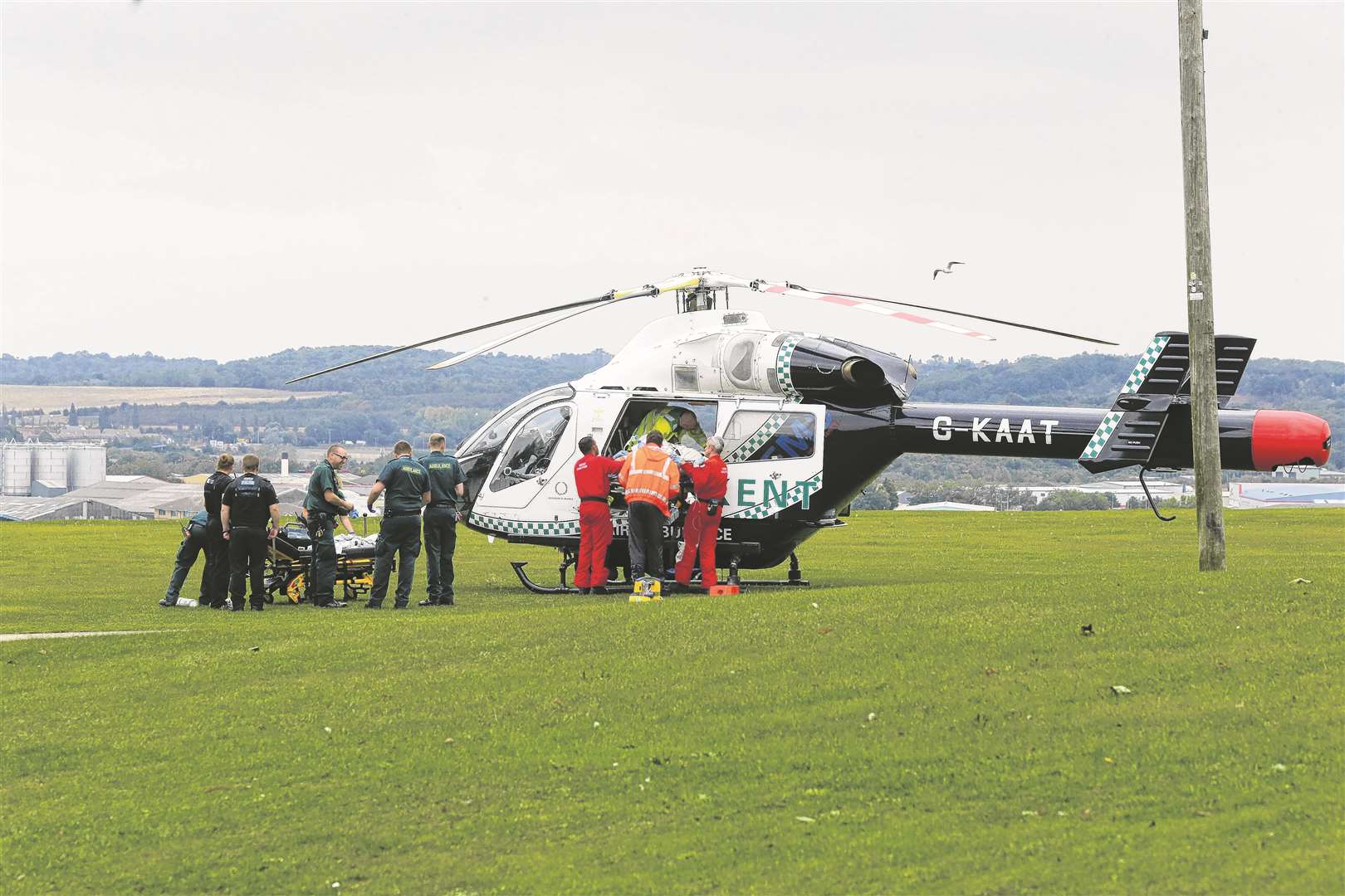 The air ambulance landed in Jackson's Field