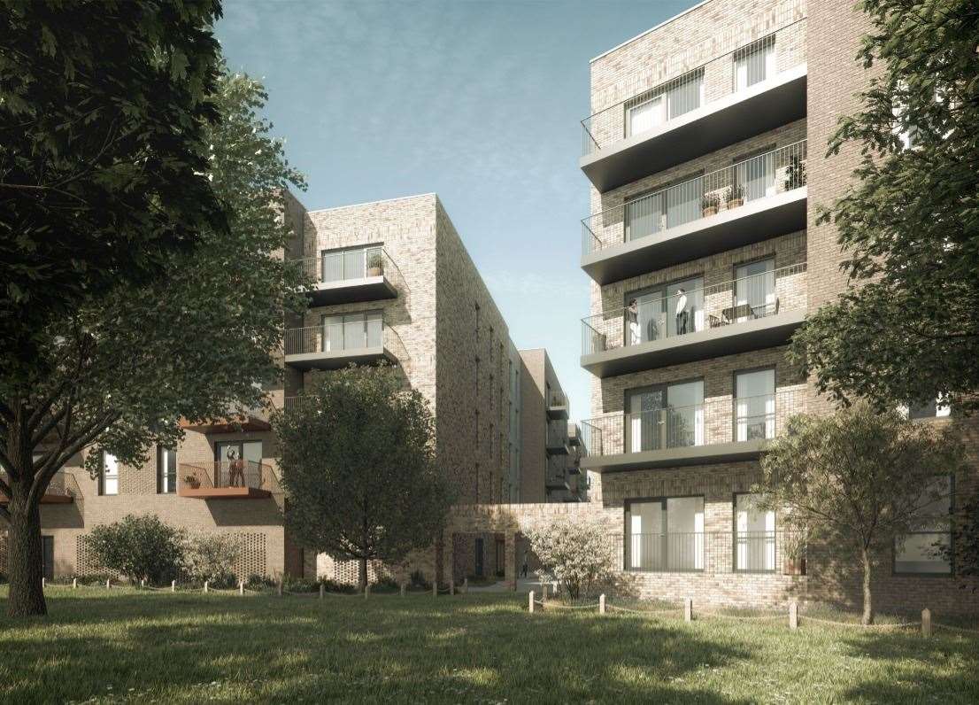 A CGI of the Lowfield Street flats Credit: RM A Architects