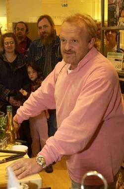 Antony Worrall Thompson doing a cooking demo in Canterbury