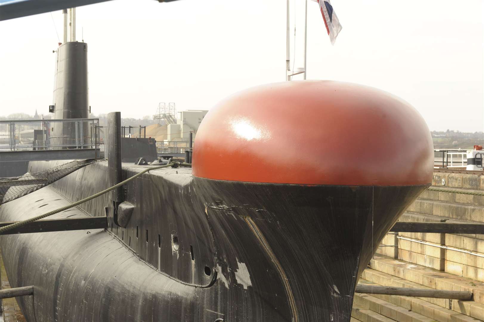 HMS Ocelot has had its nose painted for Comic Relief in 2015