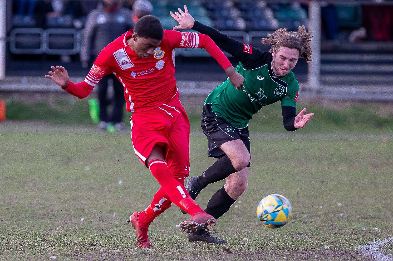 Former Whitstable midfielder Montrell Deslandes got a late call-up into the starting line-up as Margate lost at Lewes following an injury to Harrison Hatfull. Picture: Les Biggs