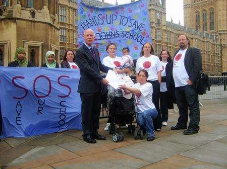 Jonathan Shaw MP receives petition from St John's School at the Palace of Westminster