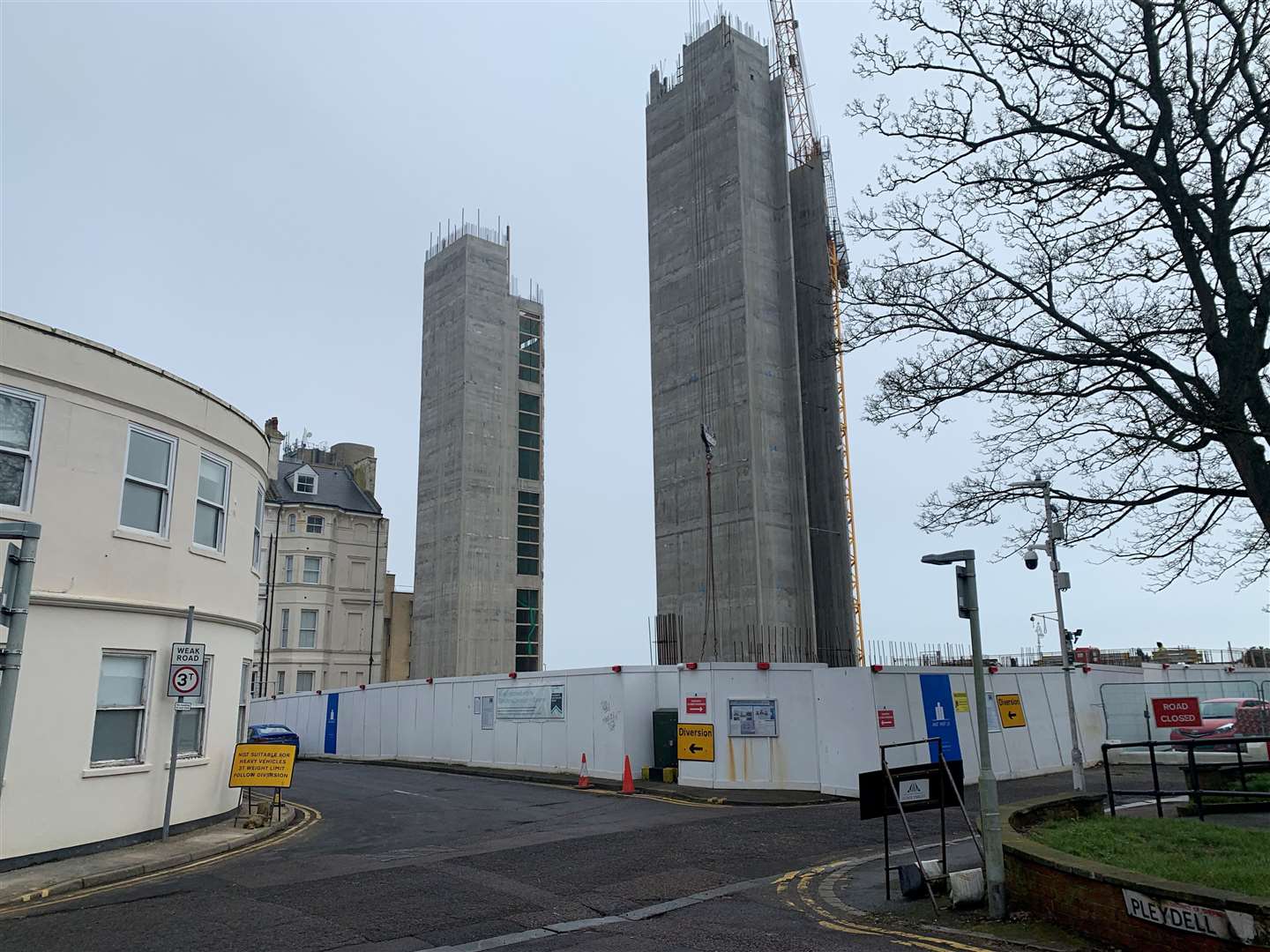 Equipment has been removed from the site as building work has paused to avoid 'unnecessary hire costs'