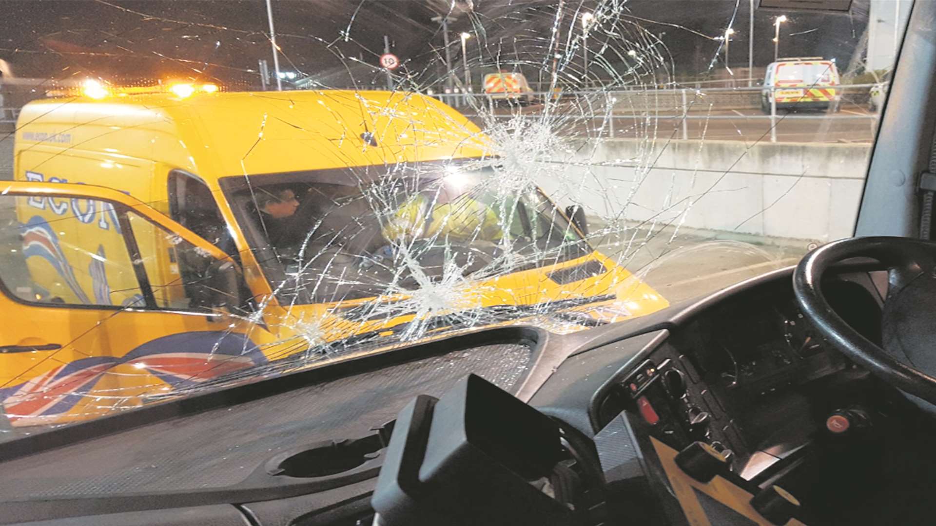 An object was thrown at a gritting lorry earlier this month. Picture: Gritting Kent
