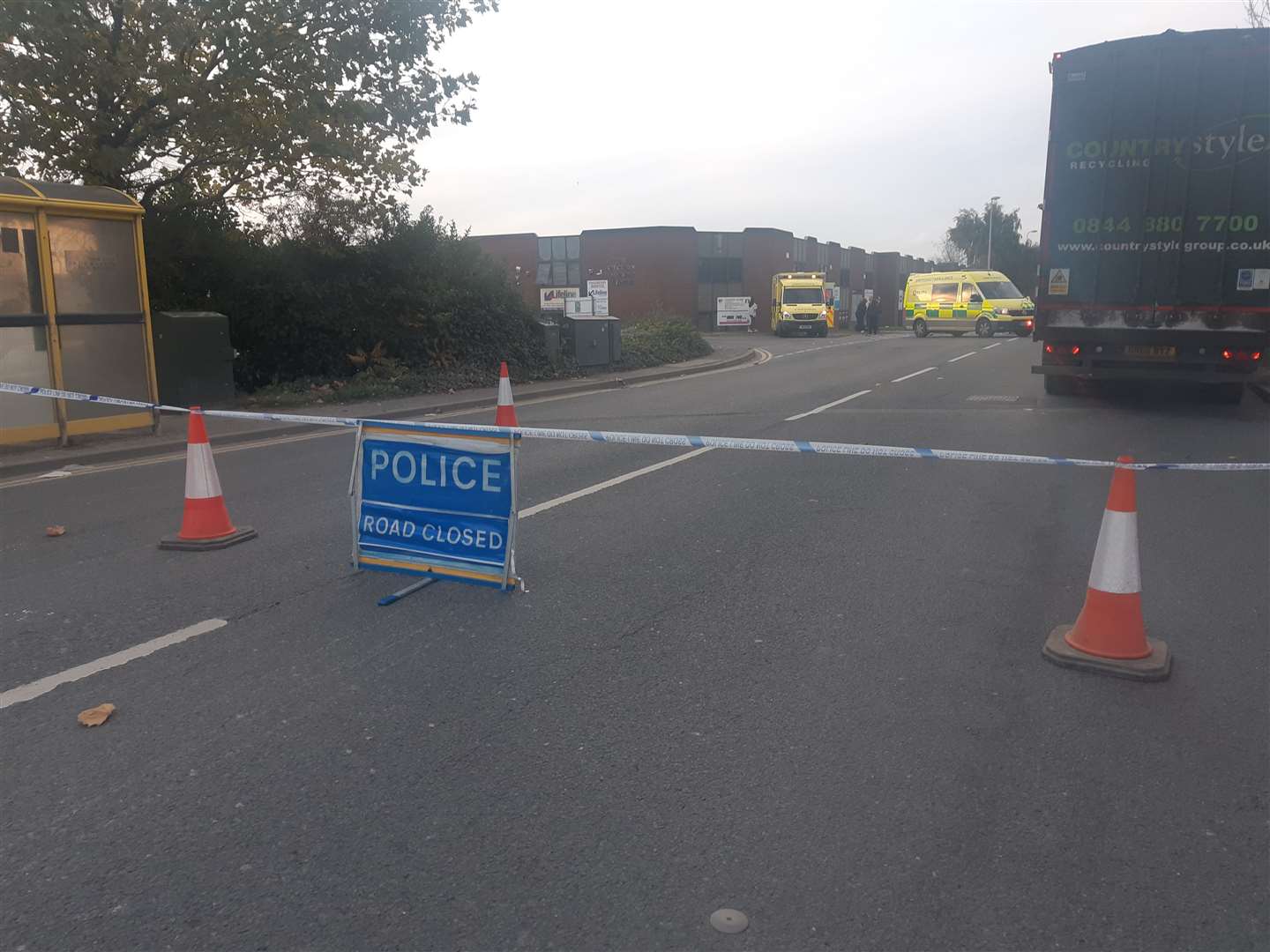 Police blocked the road while medics treated the crash victims.