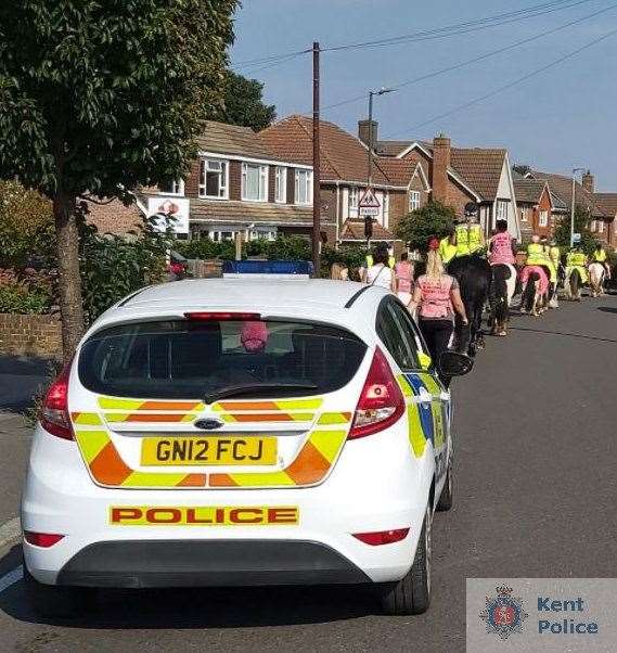The ride out to promote horse safety on roads. Picture: Kent Police