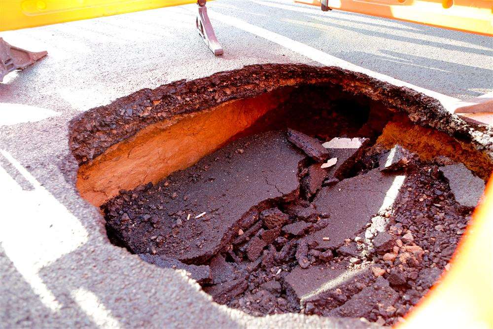 Subsidence caused the road to collapse