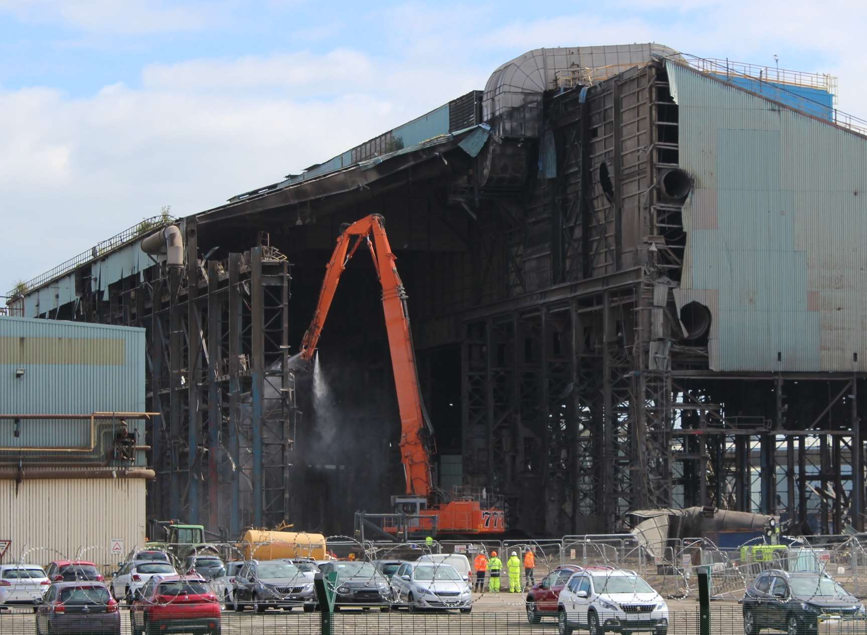 A demolition crew has moved into the former Sheerness steel mill site.
