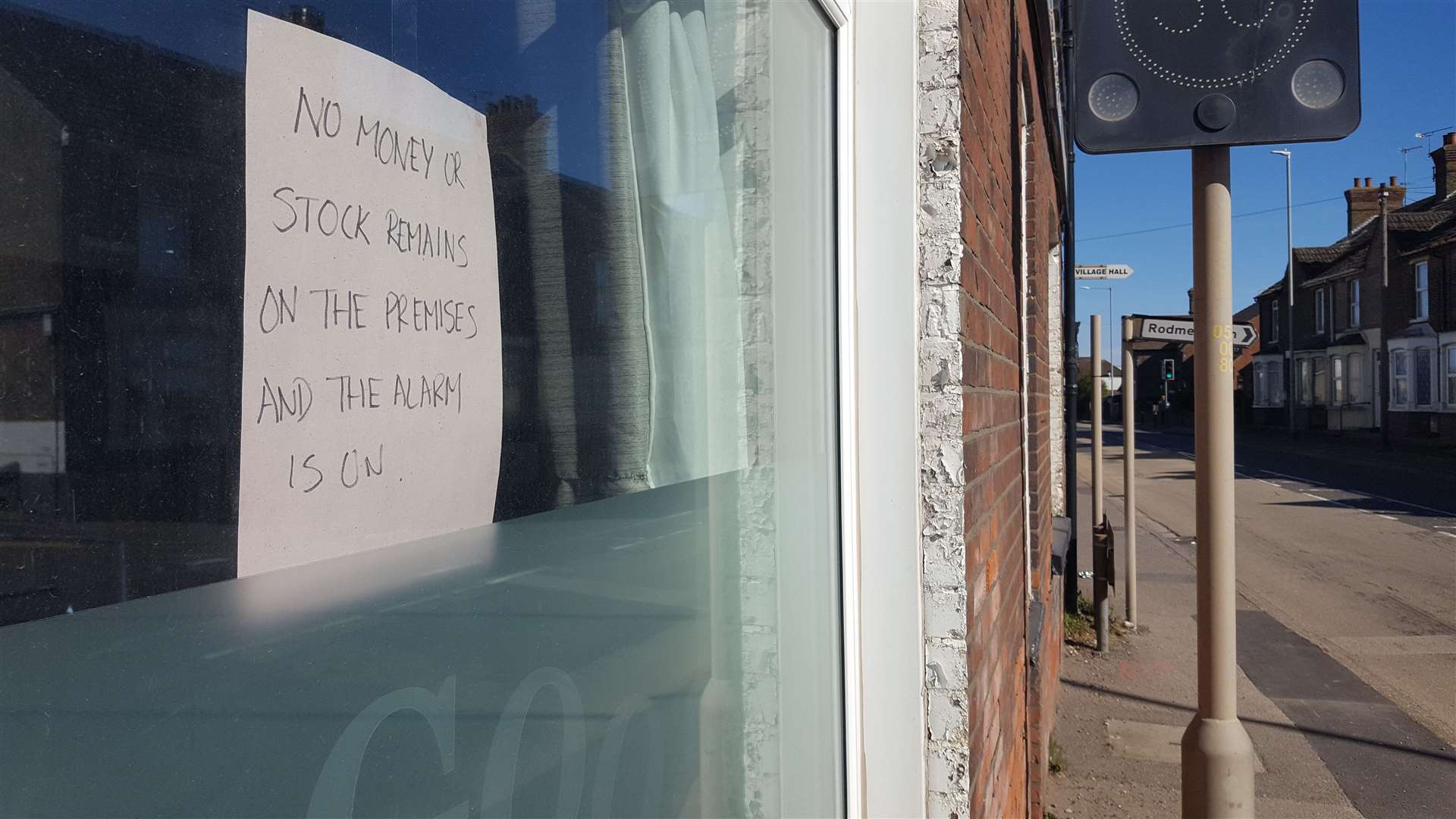 A sign in the window of the Fox and Goose pub, The Street, Bapchild, when it was shut during the coronavirus lockdown