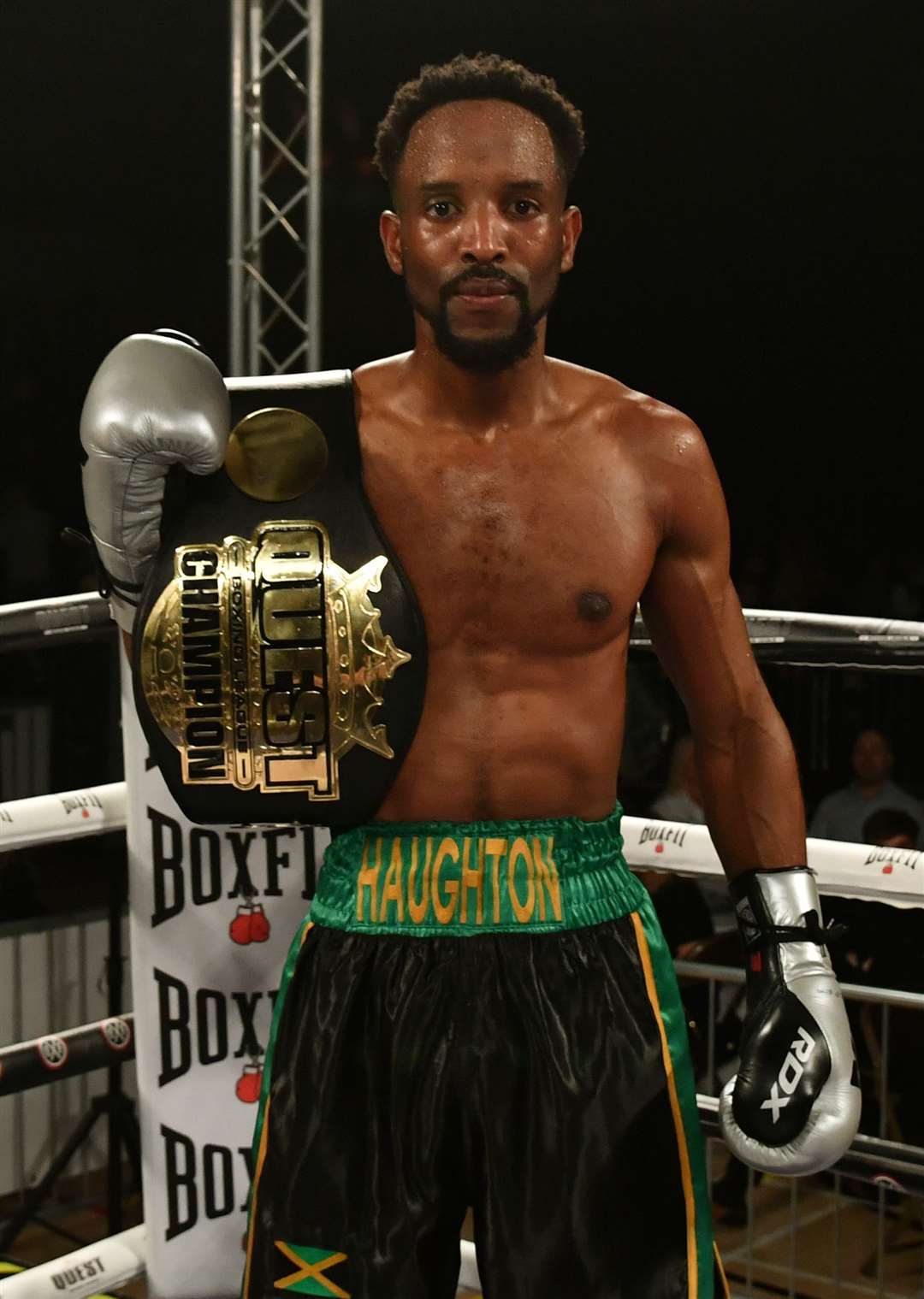 Dexter Haughton has already captured belts from three different divisions. Picture: Quest Boxing League