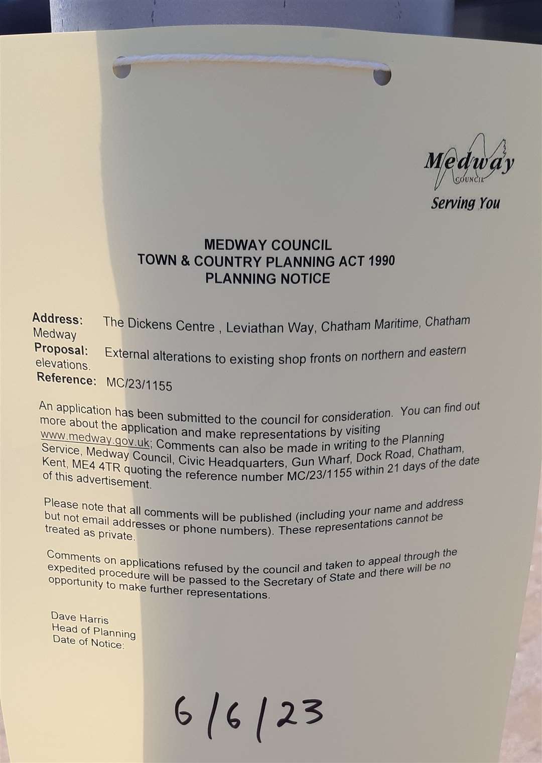 Medway Council has published a notice advising the public of an application to alter the existing shop fronts.