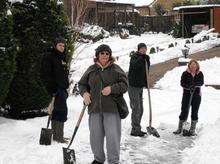 The V Team clearing snow