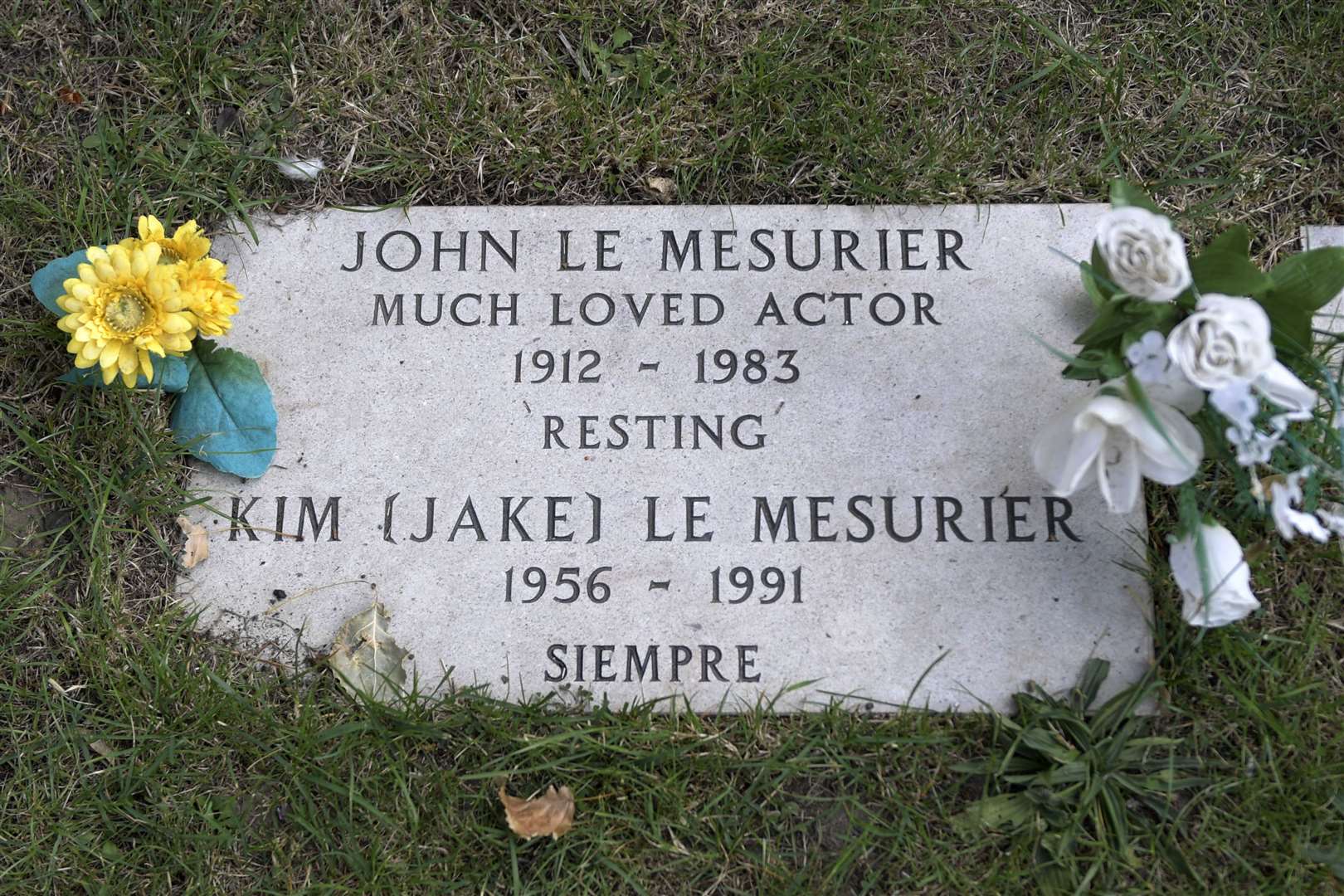 The grave of John Le Mesurier and his son Kim (also known as Jake) at St George's Church, Ramsgate Picture: Barry Goodwin