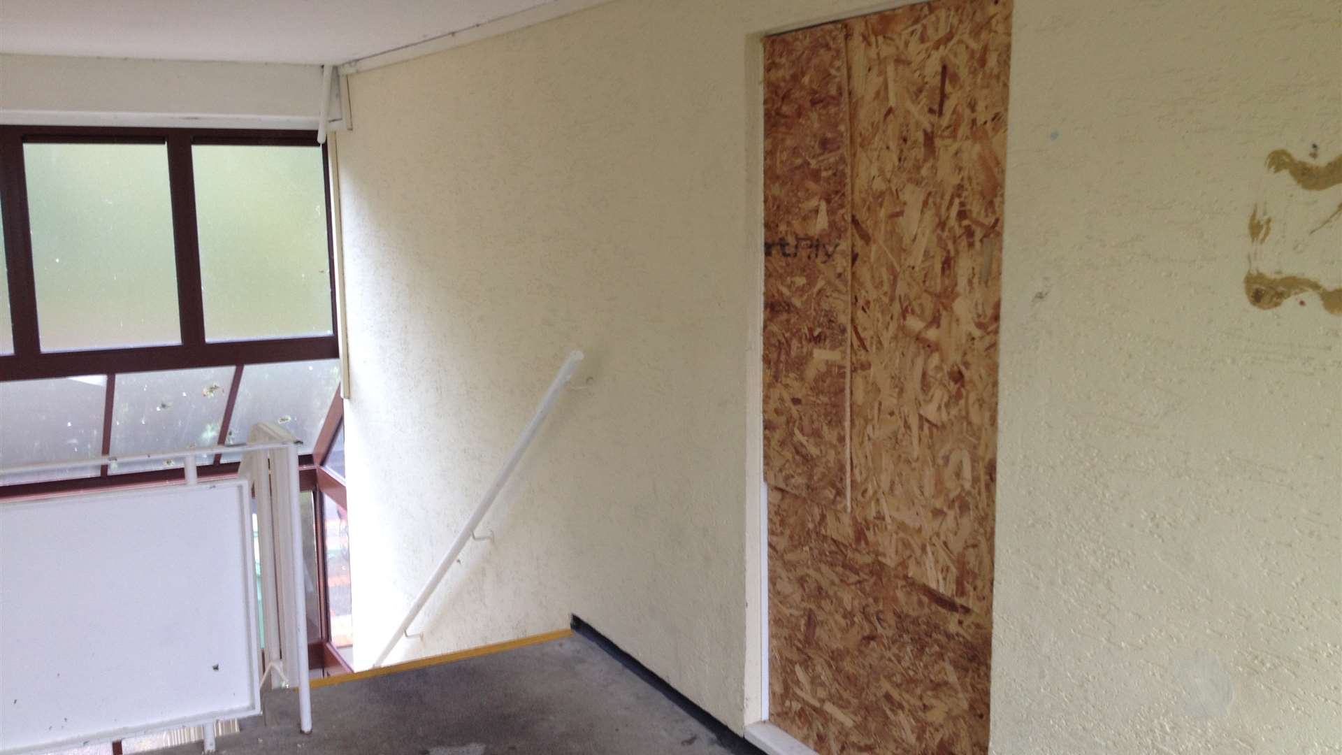 Michael Payne's boarded-up flat in Park Wood, Maidstone