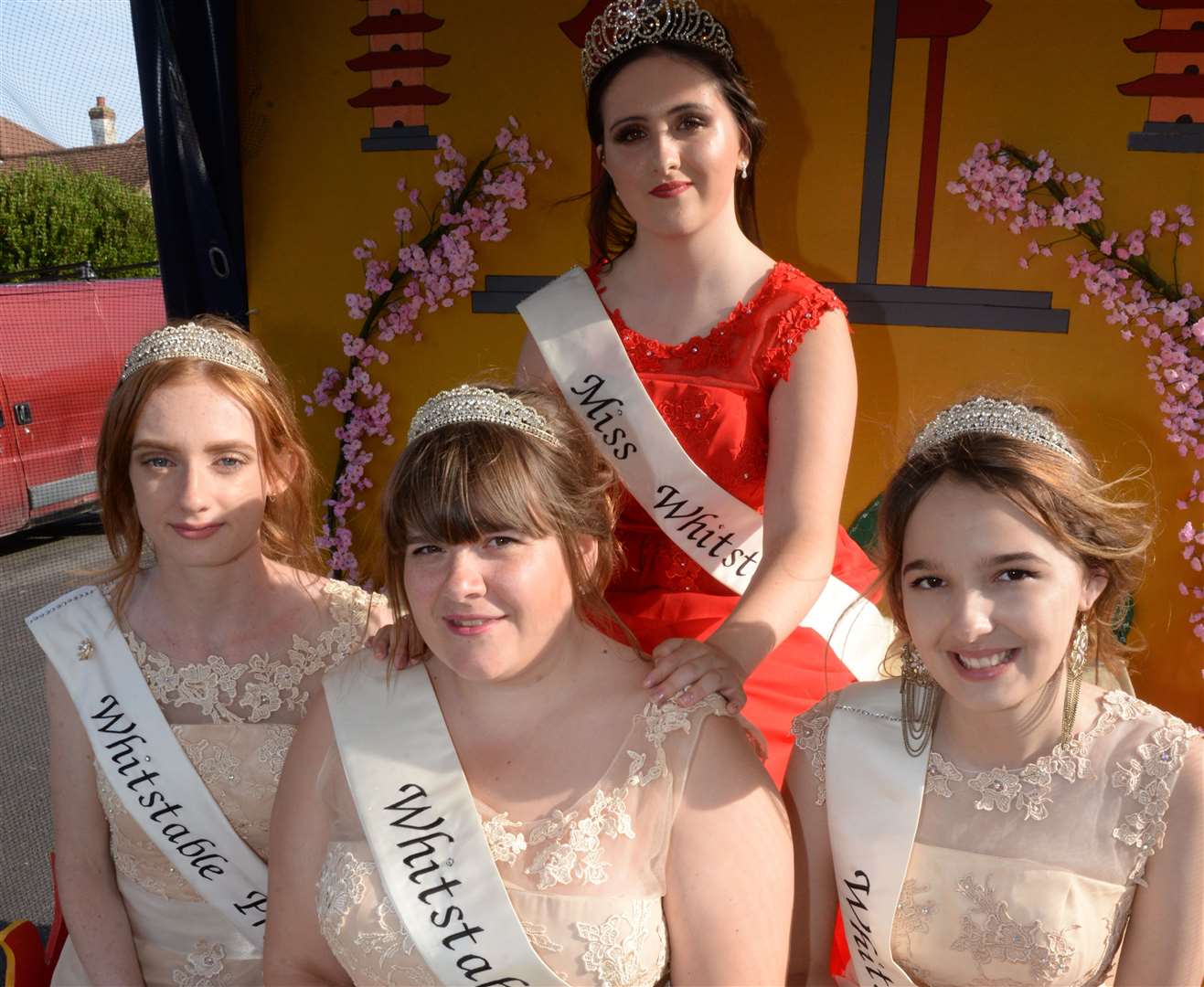 Former Miss Whitstable Jade Rafferty and her court of Lucy White, Tilly Russell and Nikita Kemp at the 2018 Whitstable Carnival