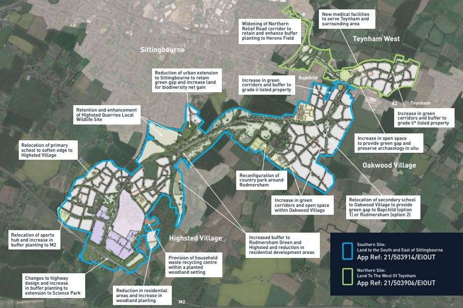 Proposals for the 8400 homes near Teynham and Highsted Park. Picture: Swale planning portal
