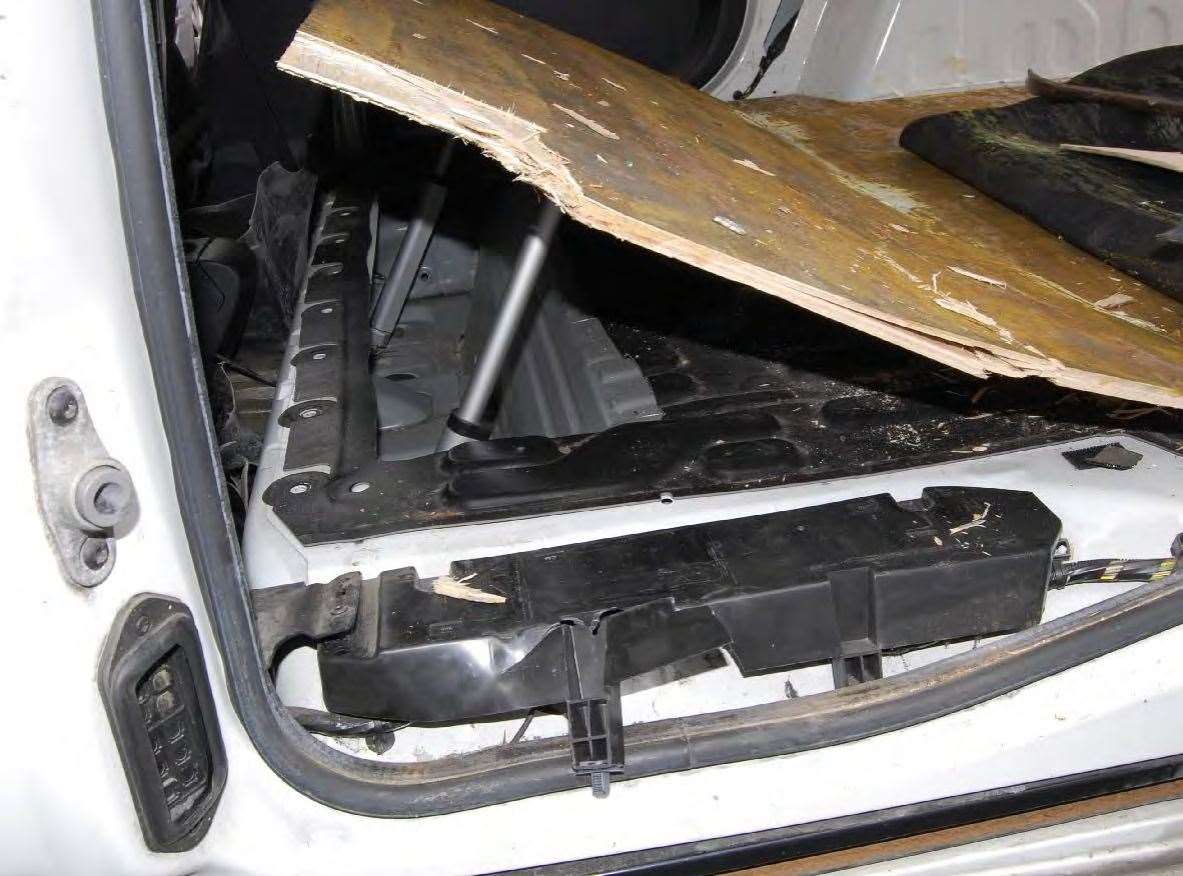 A hidden compartments for importing cocaine. Picture: Met Police