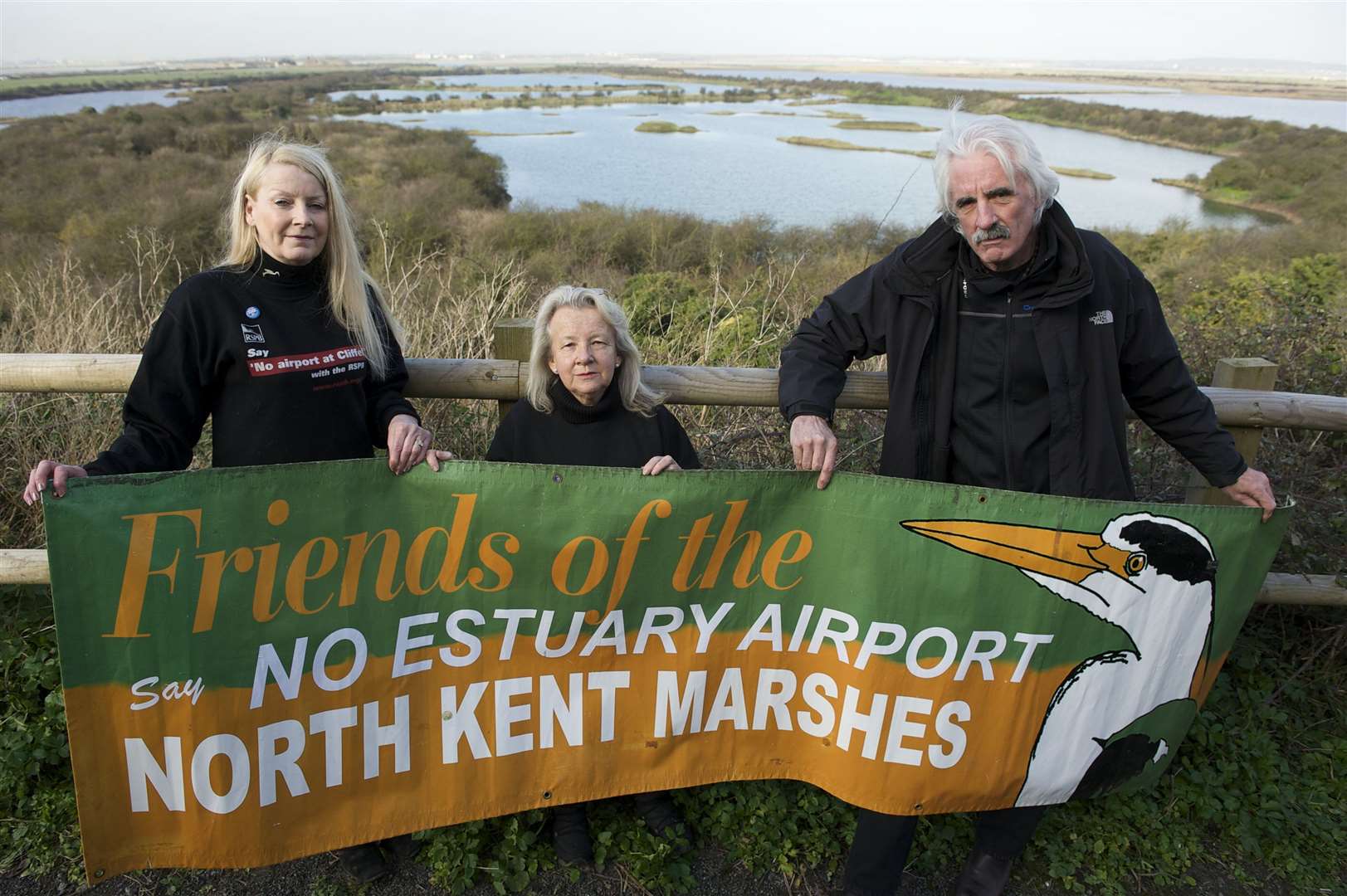 Campaigners Joan Darwell, Gill Moore and George Crozer reunited to fight the Boris Island proposals in 2013. Picture: Andy Payton