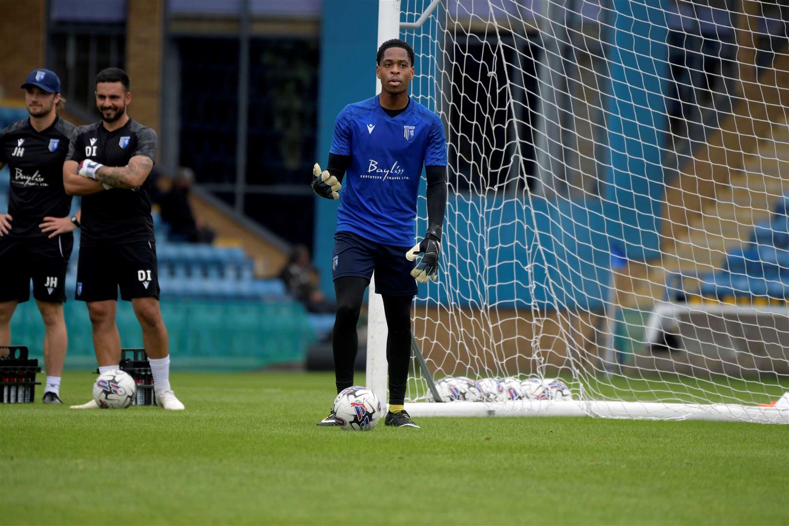 Young goalkeeper in action infront of fans at Priestfield Picture: Barry Goodwin