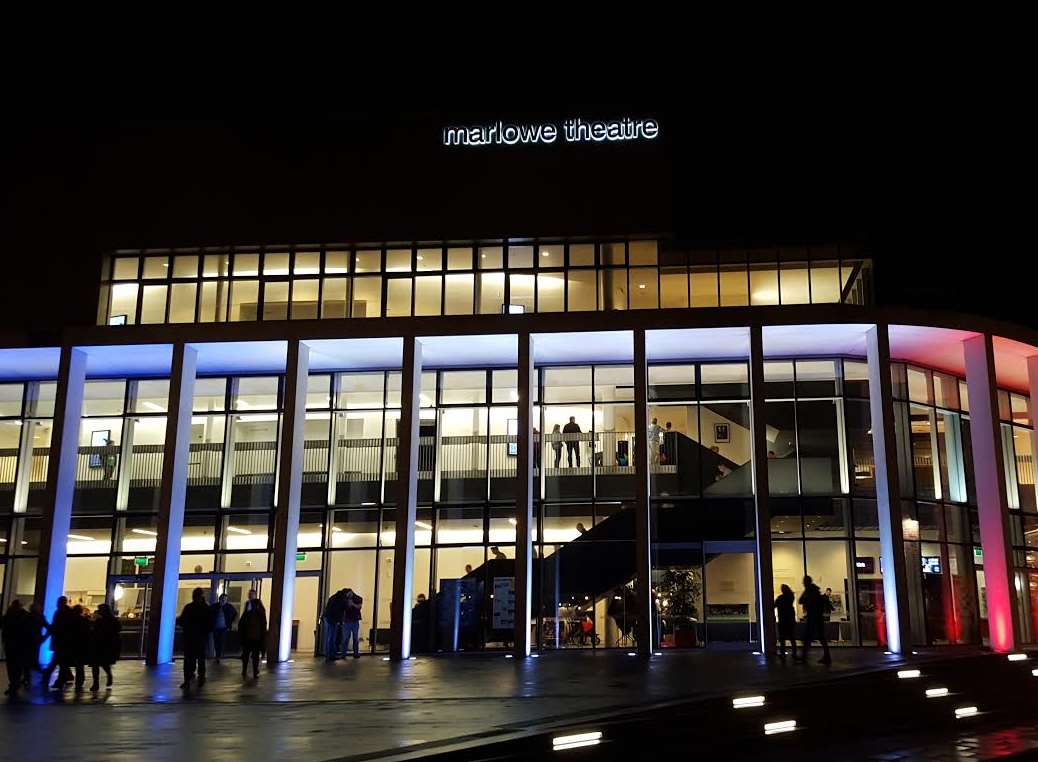 The Marlowe Theatre was lit up in the colours of the Tricolore on Saturday night.