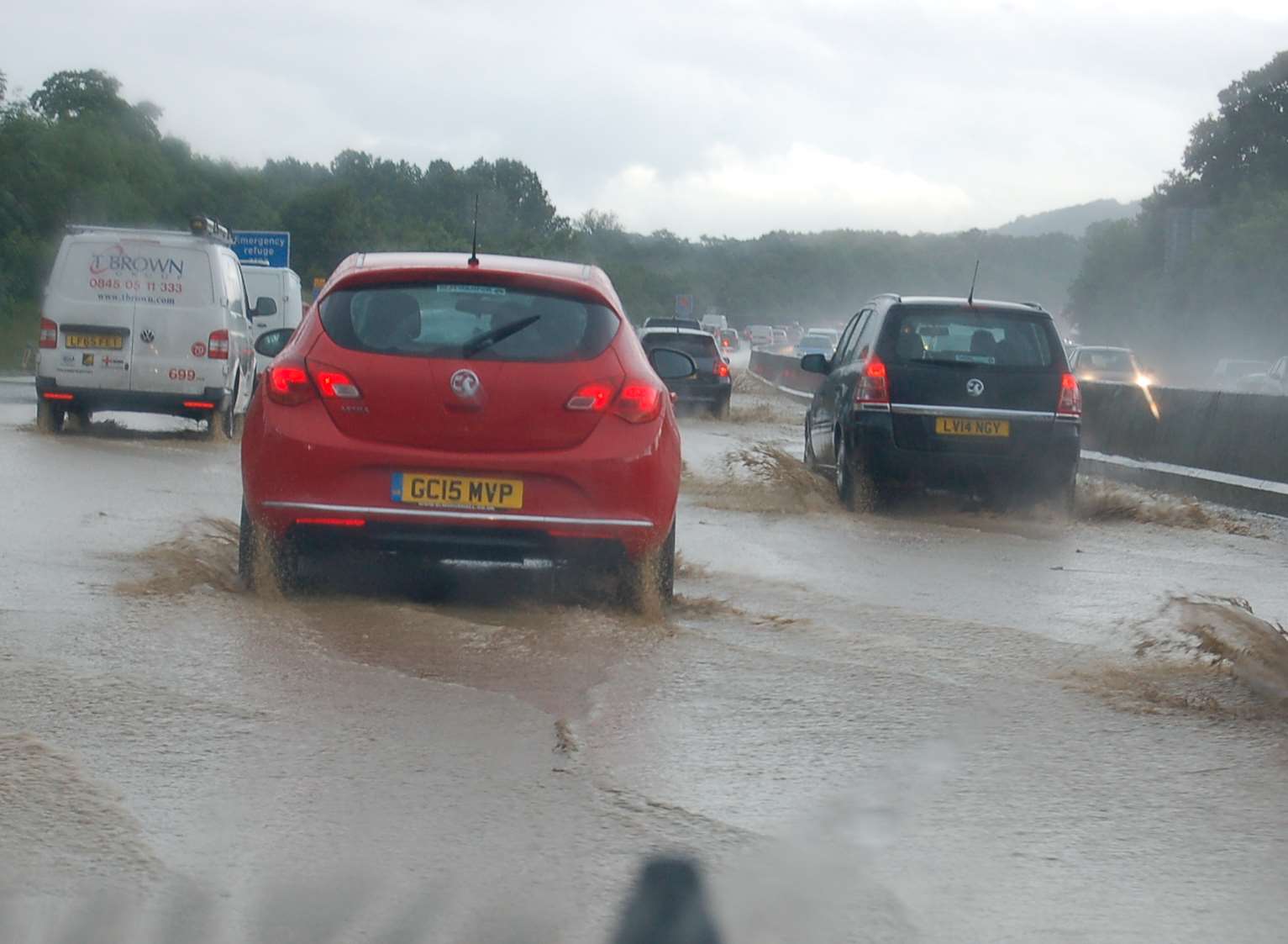 The flooded M25 in Kent. Picture: Clare Cornwell