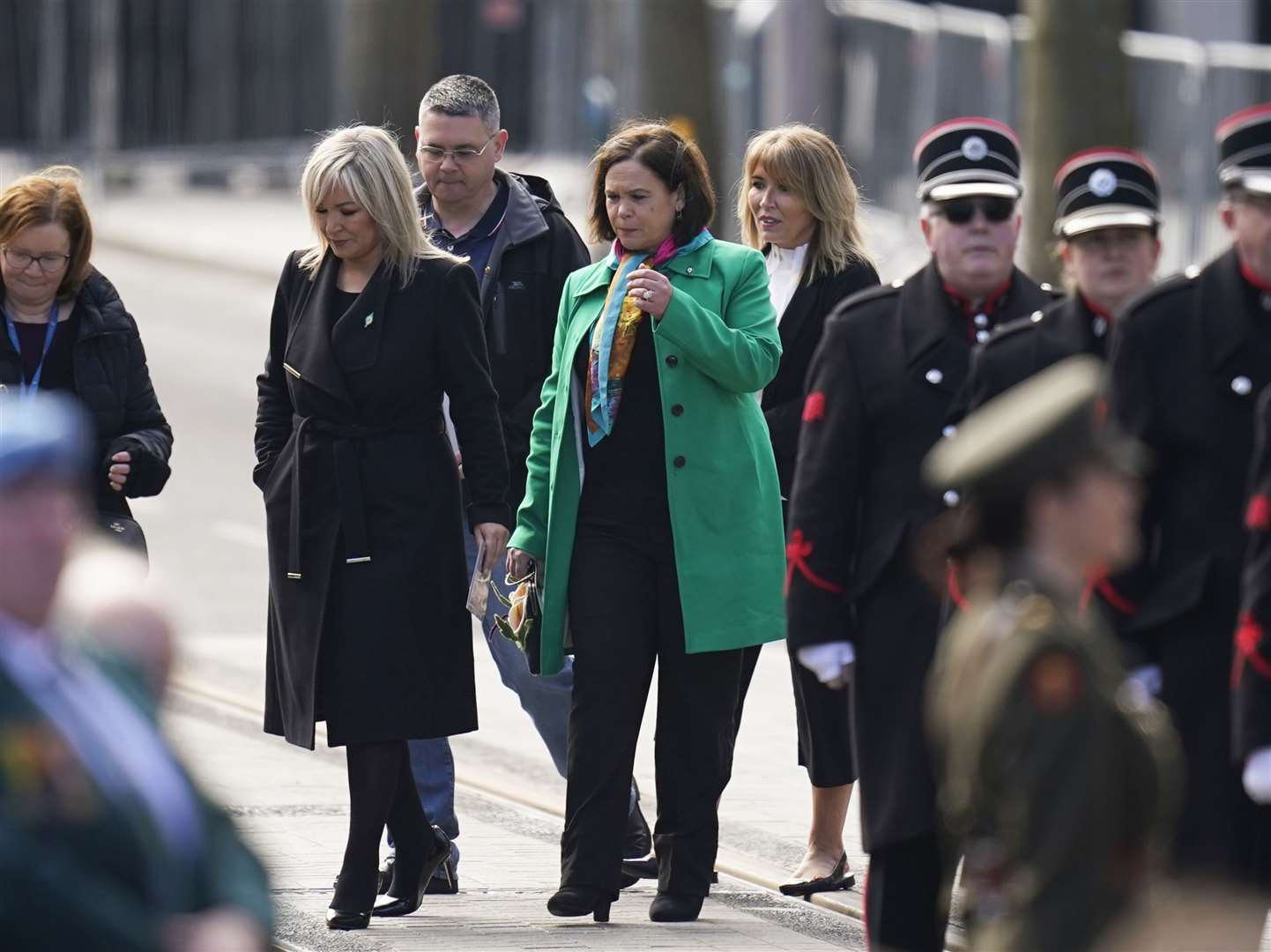 First Minister Michelle O’Neill and Sinn Fein President Mary Lou McDonald during a ceremony at the GPO on O’Connell Street in Dublin (Niall Carson/PA)