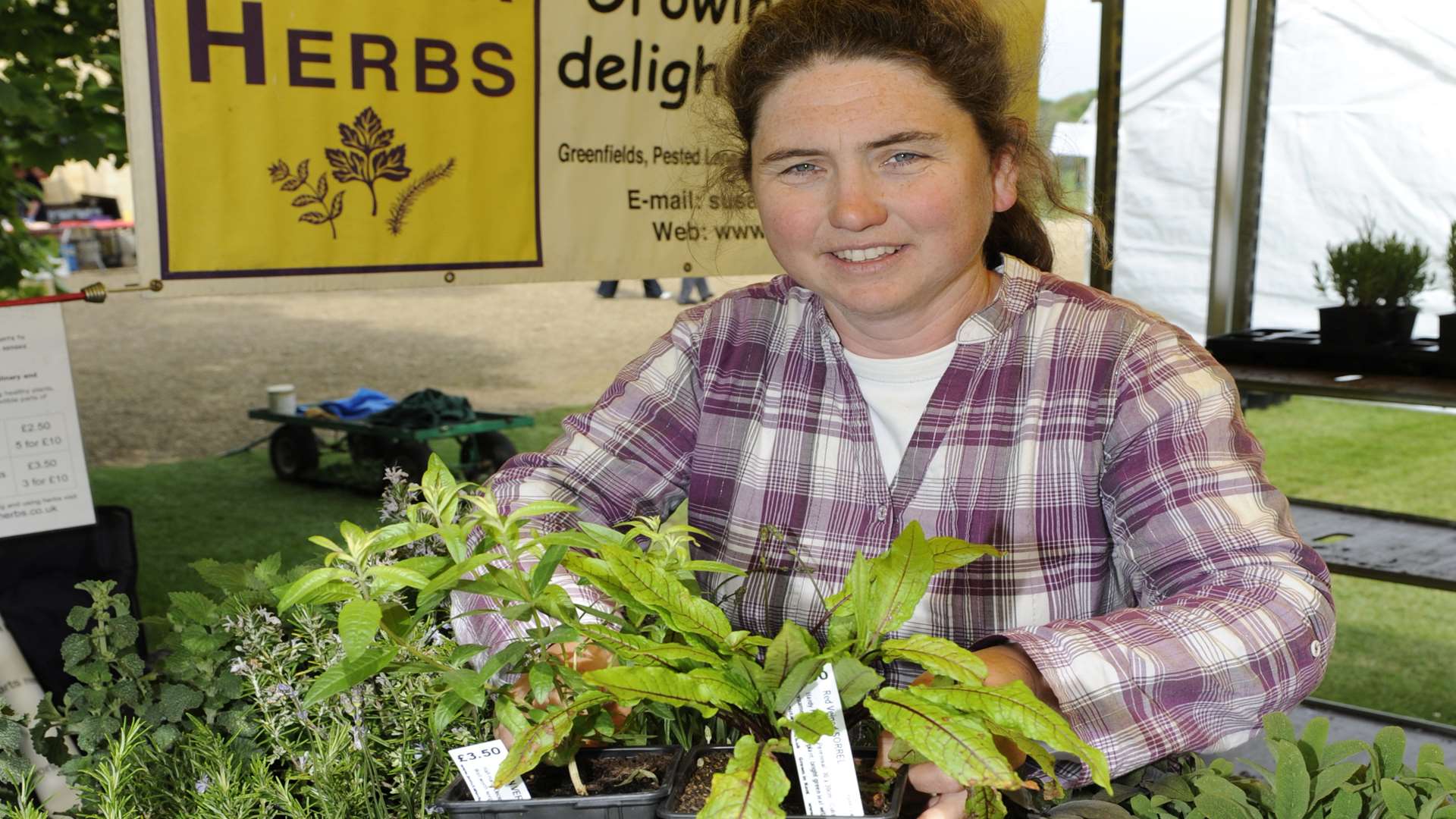 Susan Gollins with her herbs at Belmont Gardens in Faversham