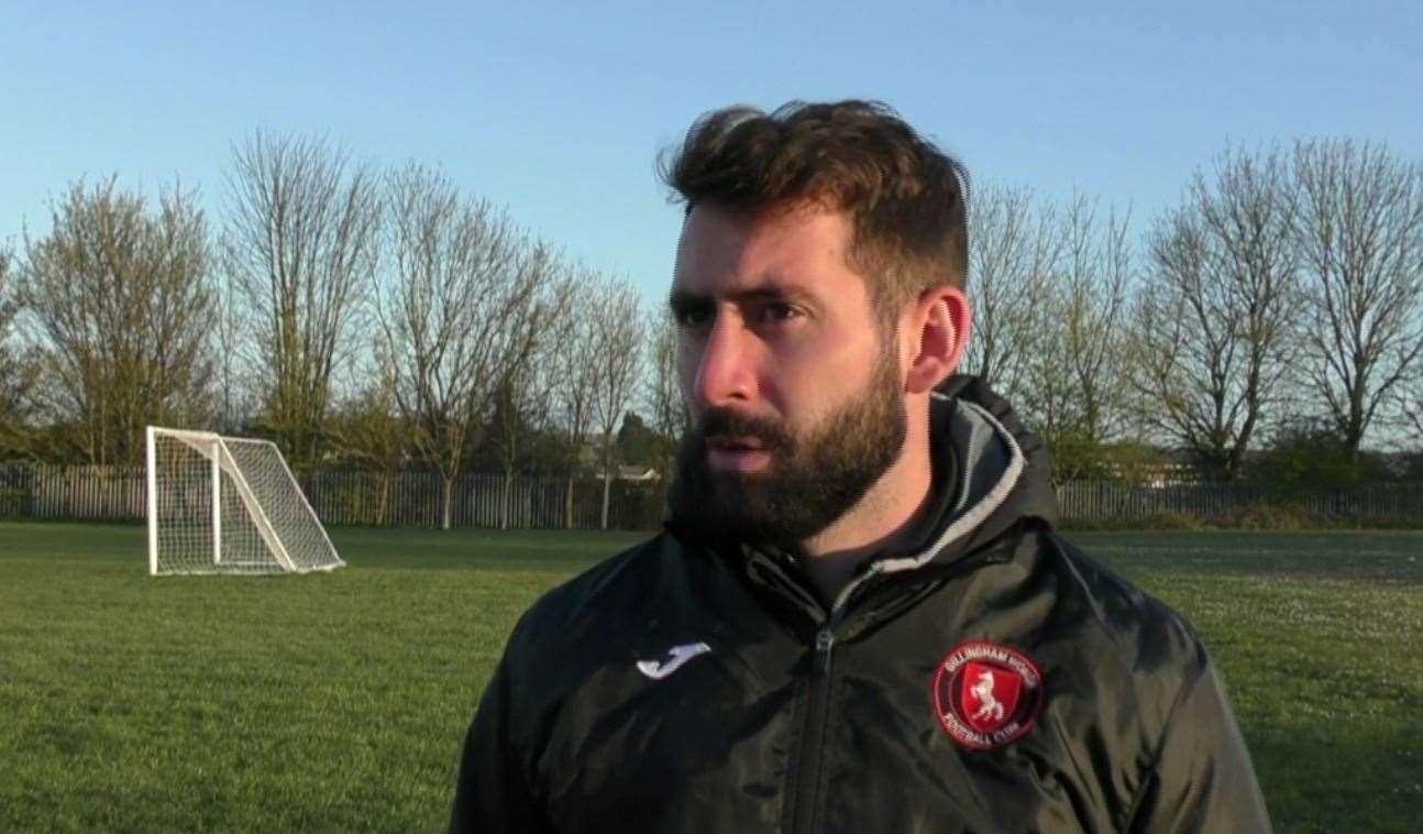 Gillingham Women's manager Josh Oatham reacts to their 10-0 defeat to Arsenal