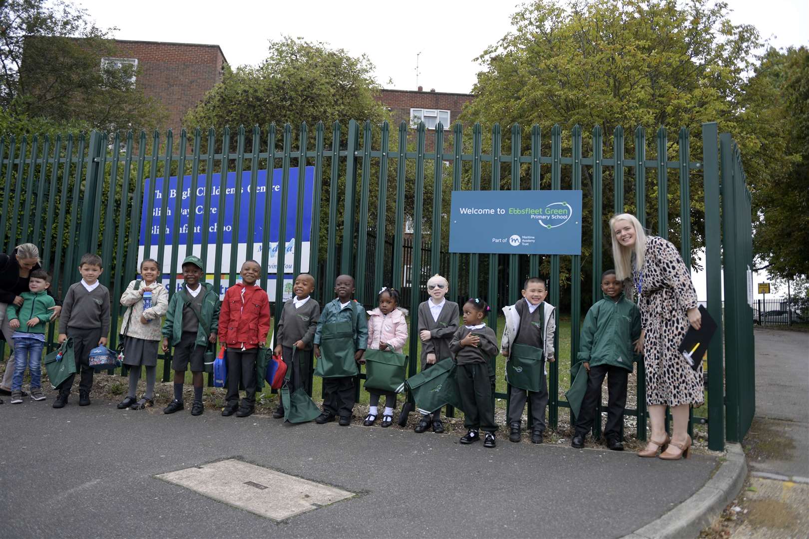Children arrive at Bligh school in Strood, ready for their day at school.Picture: Barry Goodwin.
