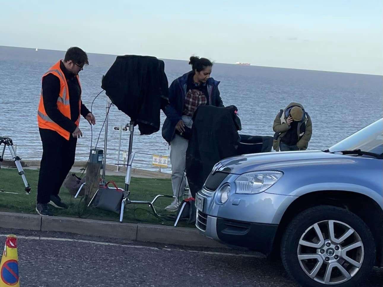 Emilia Fox and David Caves have been seen shooting scenes for a new series of the BBC crime drama Silent Witness on the Isle of Sheppey. The pair, who play Nikki and Jack, were seen climbing out of a car on The Leas at Minster. Picture: John Gill