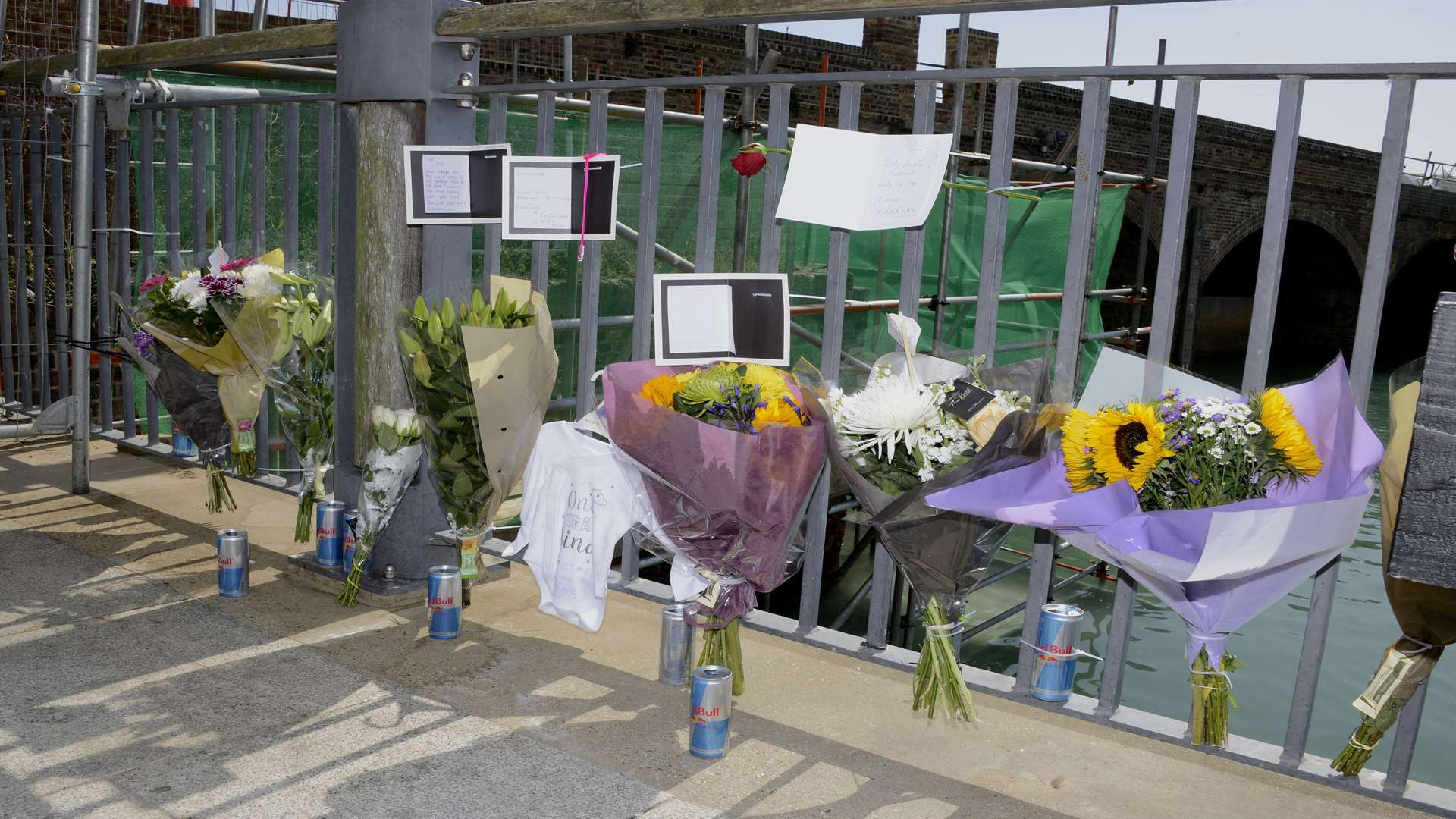Tributes left at the scene. Picture: Paul Amos