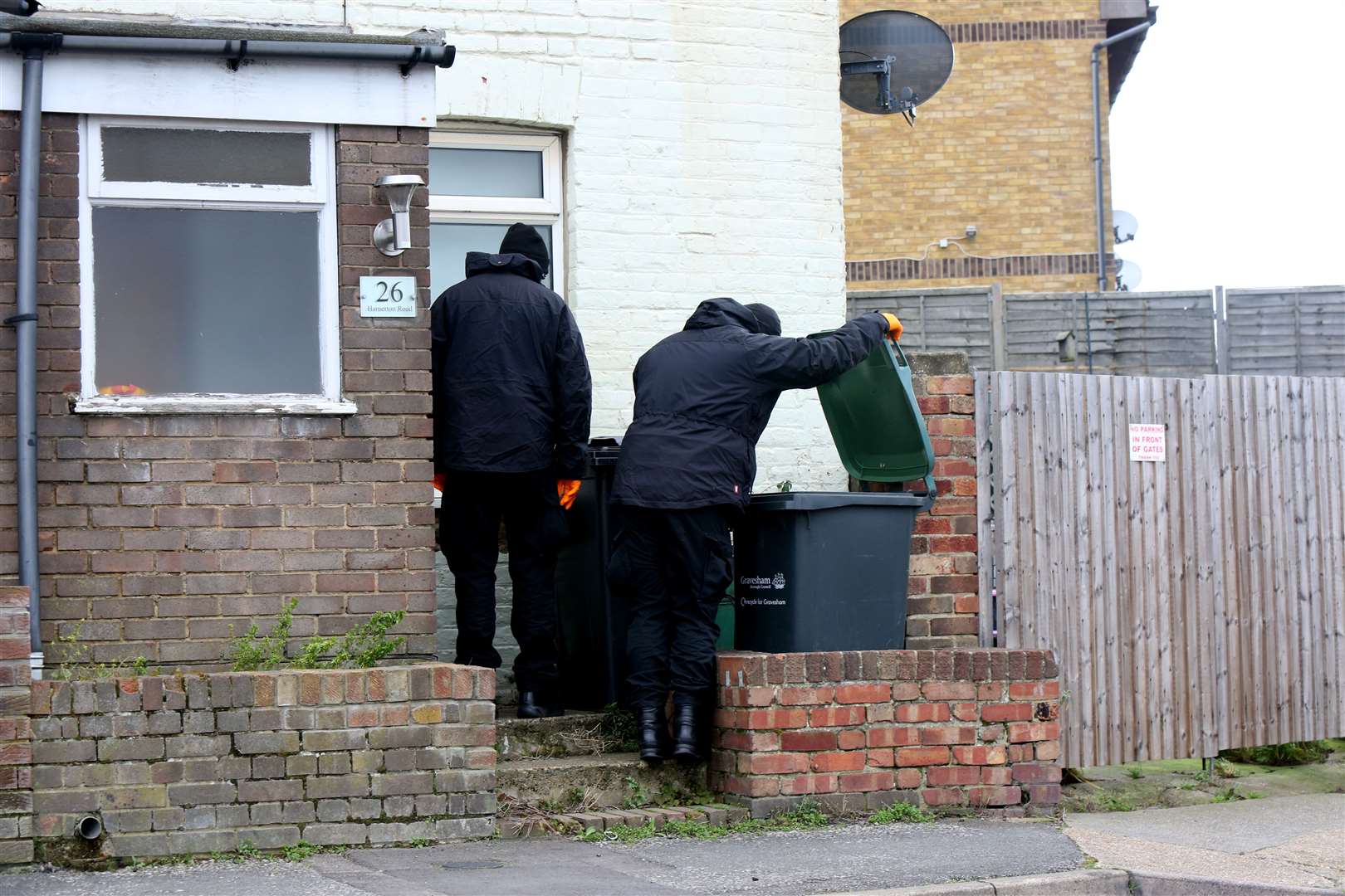 Officers searching the area following the death in Hamerton Road, Northfleet. Pictures by UKNIP