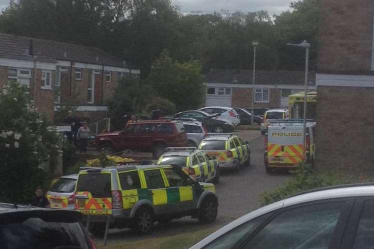 Police and paramedics at the scene. Picture: Martin Squirrell