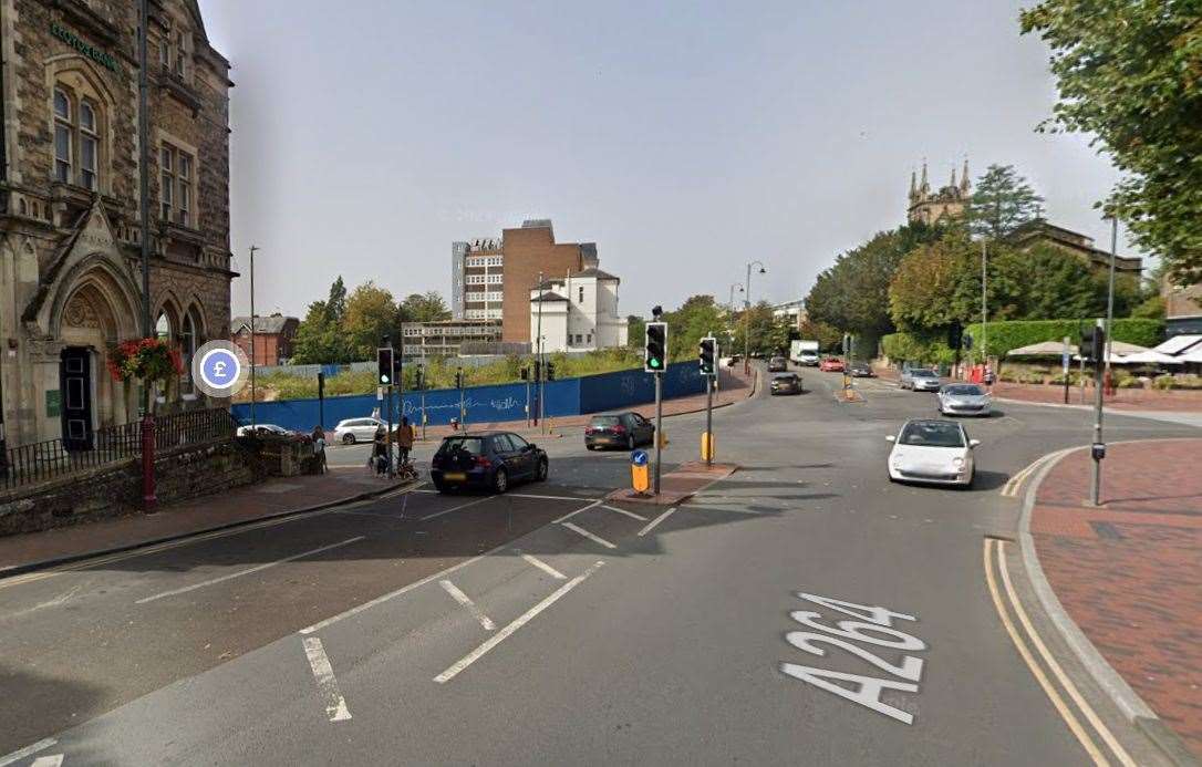 The victim was left with a fractured thigh bone after the collision in Mount Pleasant Road, Tunbridge Wells. Photo credit: Google