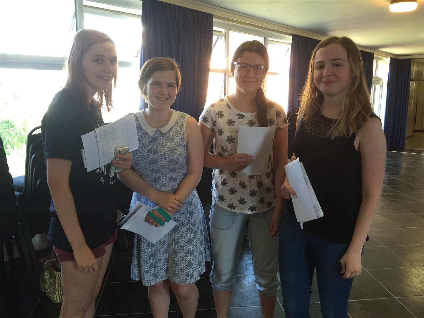 Megan Teesdale, Eleanor Burnaby-Rouse, Charlotte Jones, Jessica Collins with their results