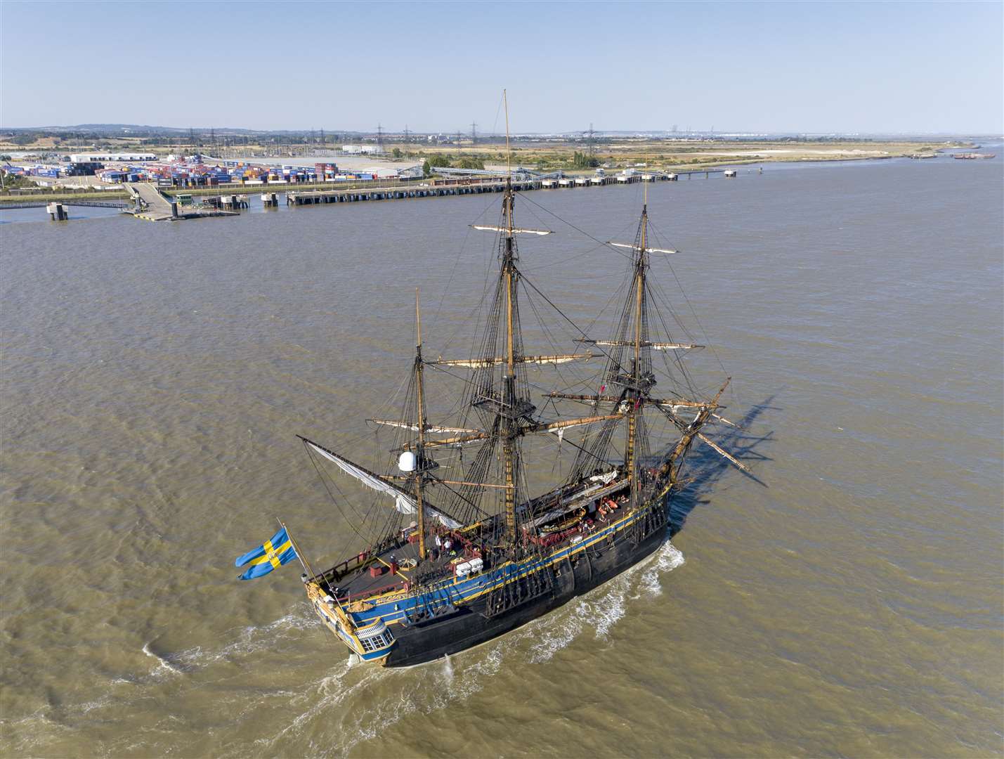The Götheborg of Sweden ship sailed past Gravesend on Friday. Picture: High Profile Aerial