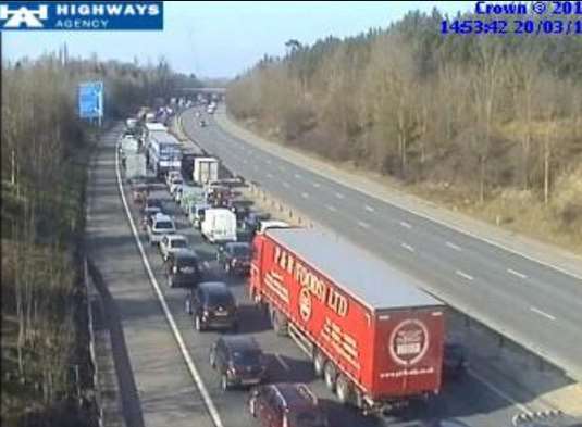 Traffic queues after fatal crash on the M11.