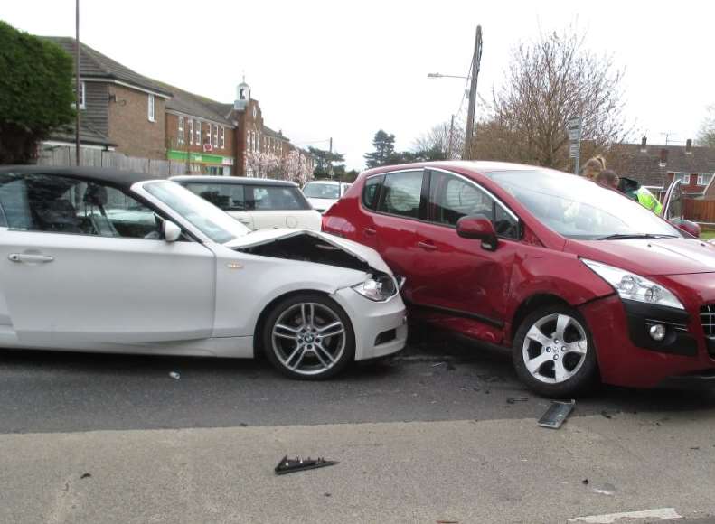 Both cars were seriously damaged in the crash