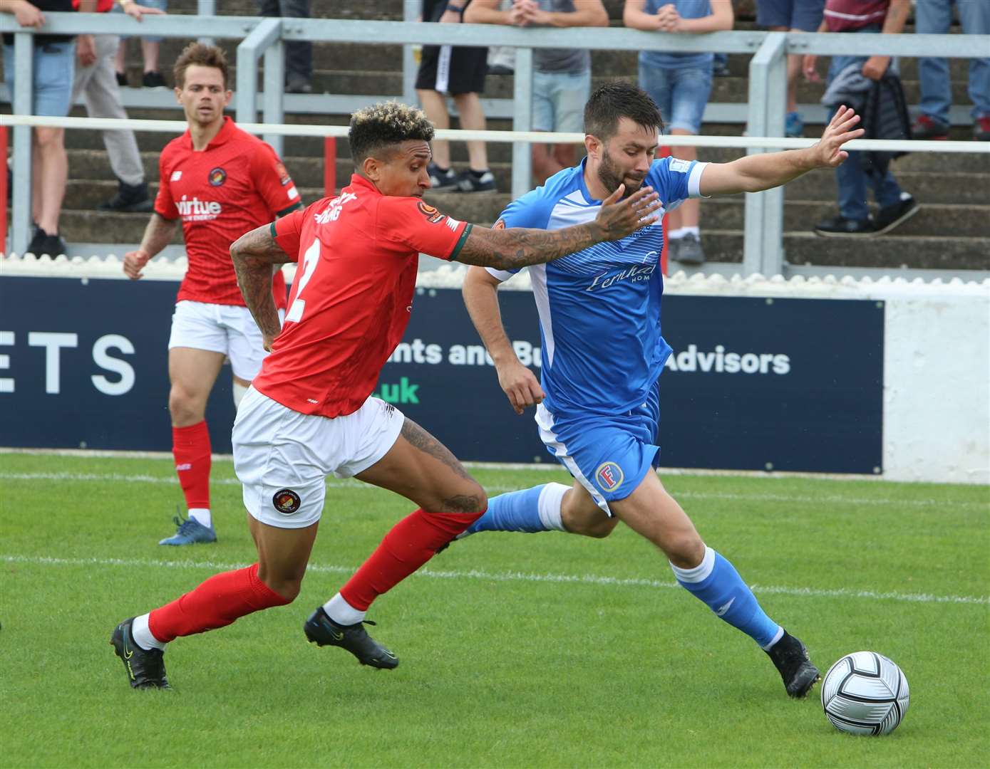 Tonbridge's Tom Parkinson clears his lines at Ebbsfleet. Picture: Dave Couldridge