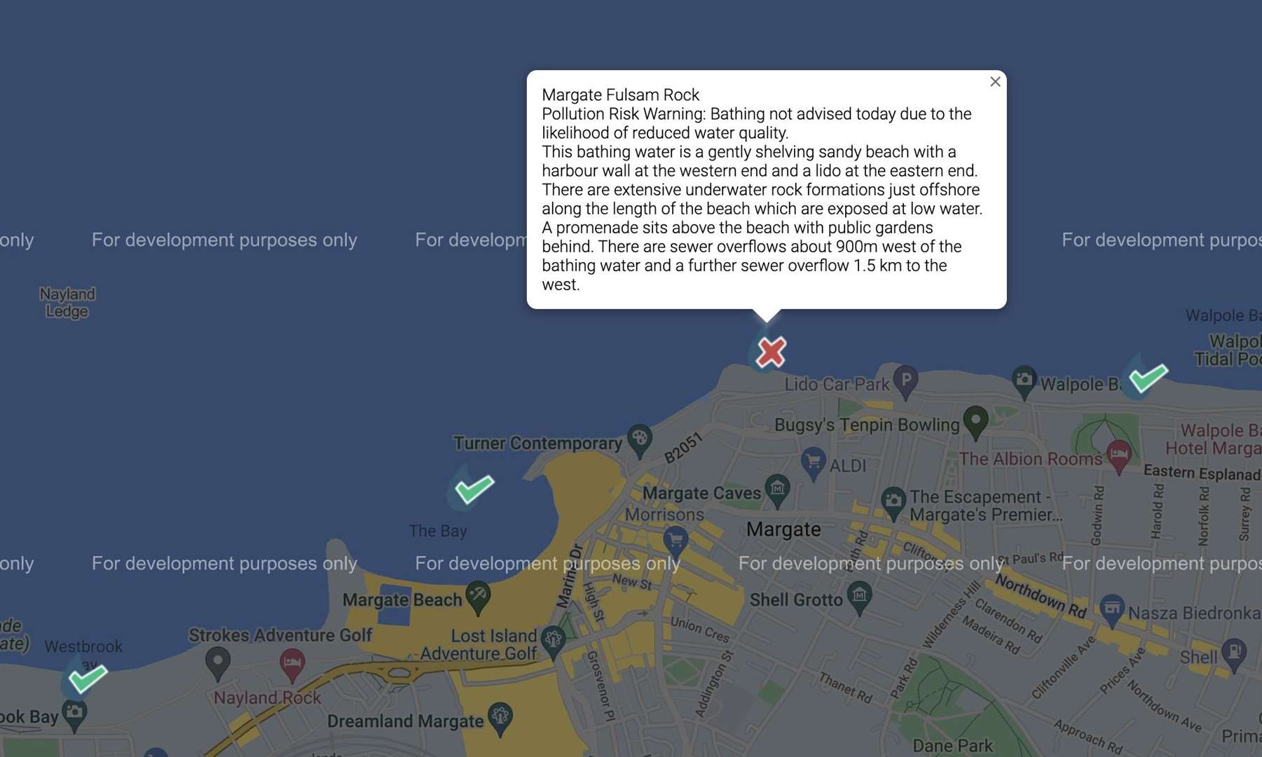 An interactive map by Surfers Against Sewage advises against swimming in Margate. Picture: Surfers Against Sewage (59200228)