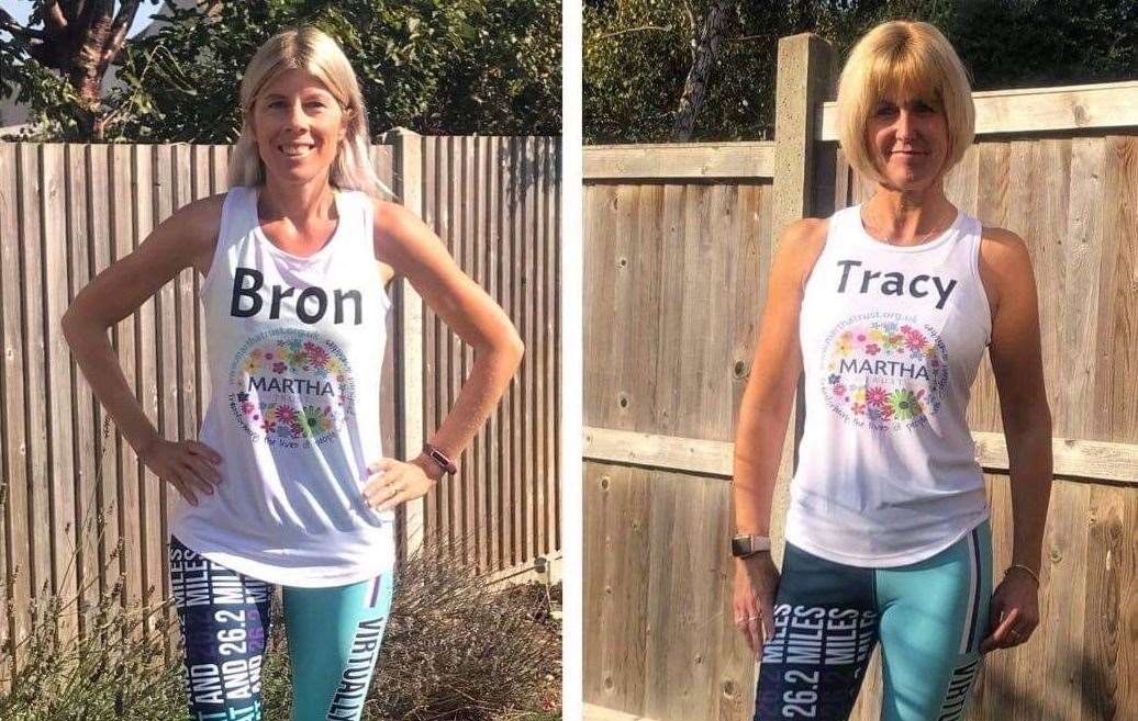 Bronwen Lafferty, 40,is taking on the 26.2 mile challenge with best friend Tracy Masson who works for Martha Trust