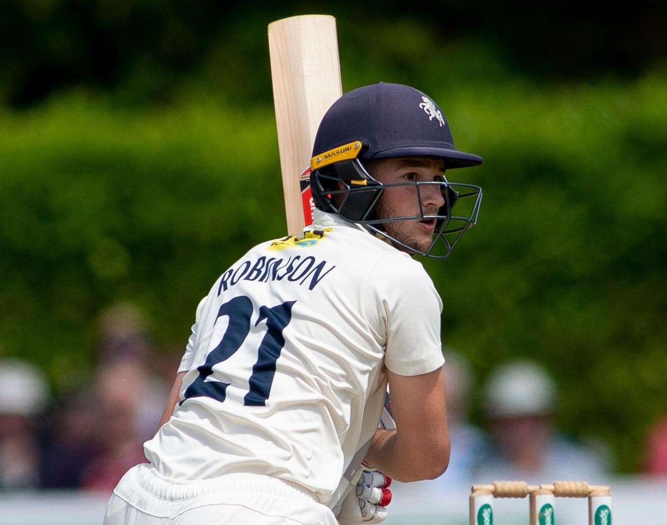 Kent's Ollie Robinson in action against Nottinghamshire. Picture: Ady Kerry